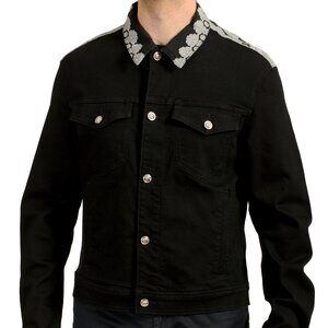 Versace Men's Black & Barocco Silver Medusa Buttons Denim Jacket US XL IT 54